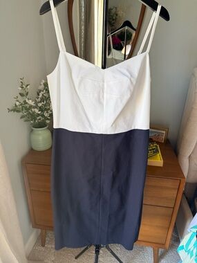 NWT Banana Republic white and navy colorblock dress size 10